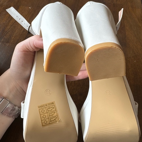 White Platform Block Heel Sandals - Picture 3 of 4